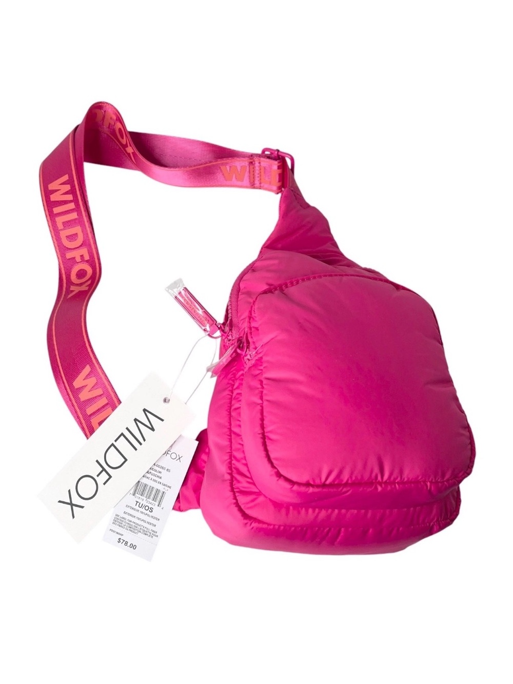 NEW WILDFOX Puffy Crossbody Zip Sling Belt Bag Handbag Travel
Pink NewTags $76